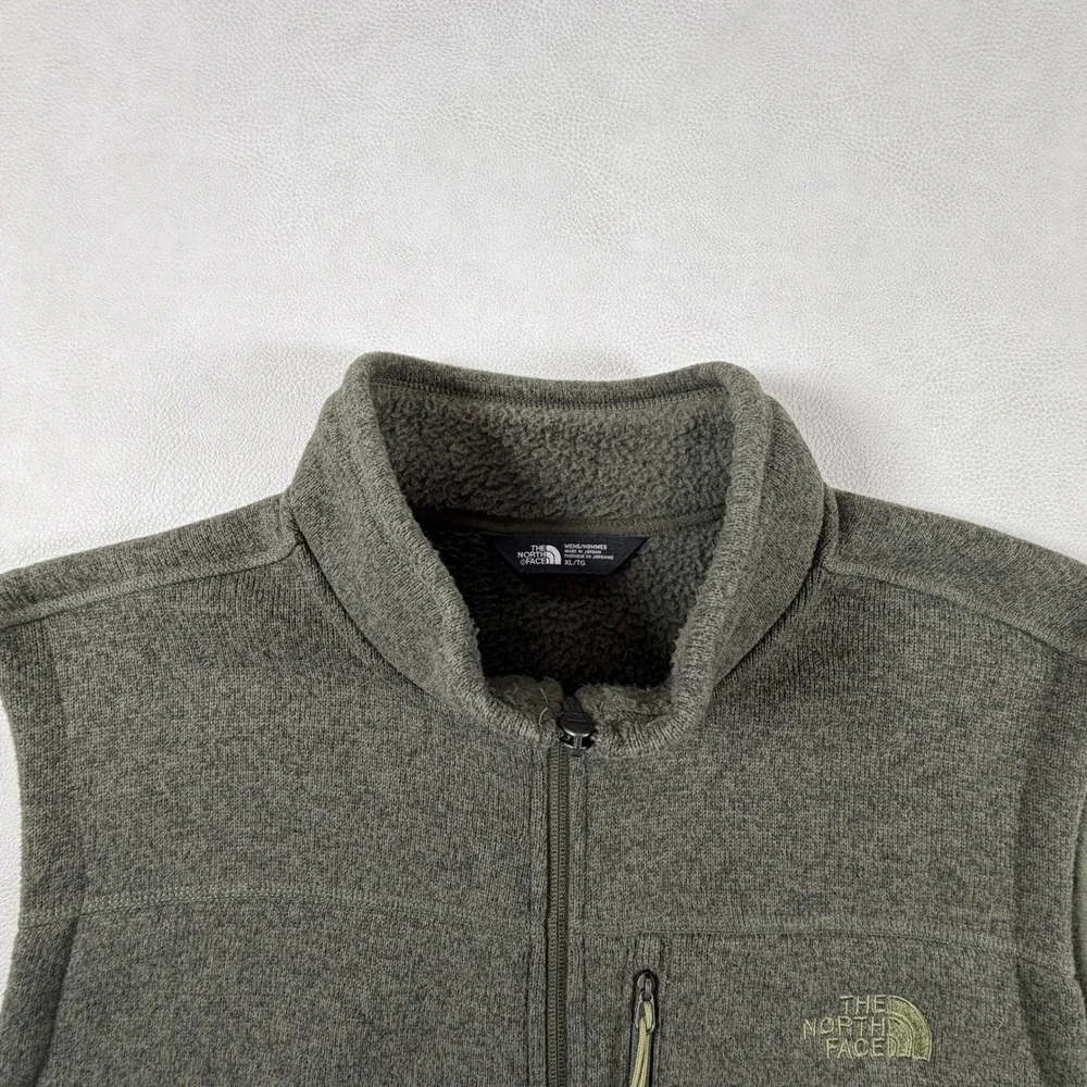 The North Face Mens XL Gordon Lyons Full Zip Fleece Vest Olive Green